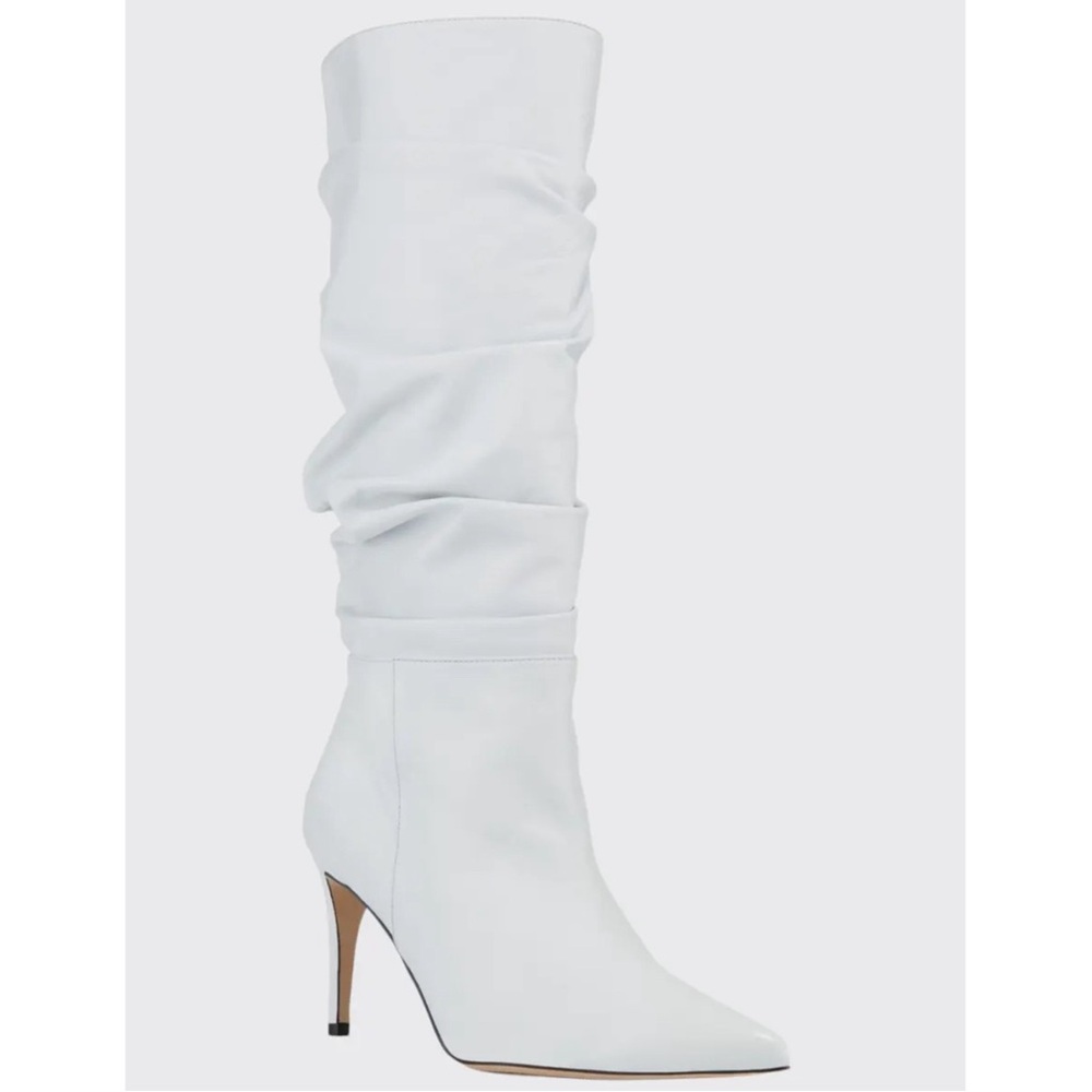 Alexandre Birman Lucy Scrunched Knee Leather Boots Size 12 New White